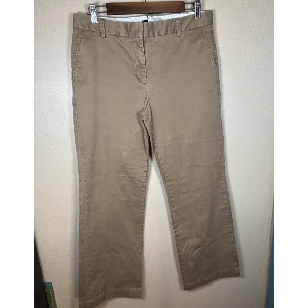 Lands End Womens Fit 2 Khaki Chino Pants Tan Straight Leg Stretch Size 10